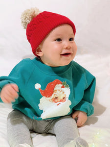 Vintage Emerald Green Santa Sweatshirt