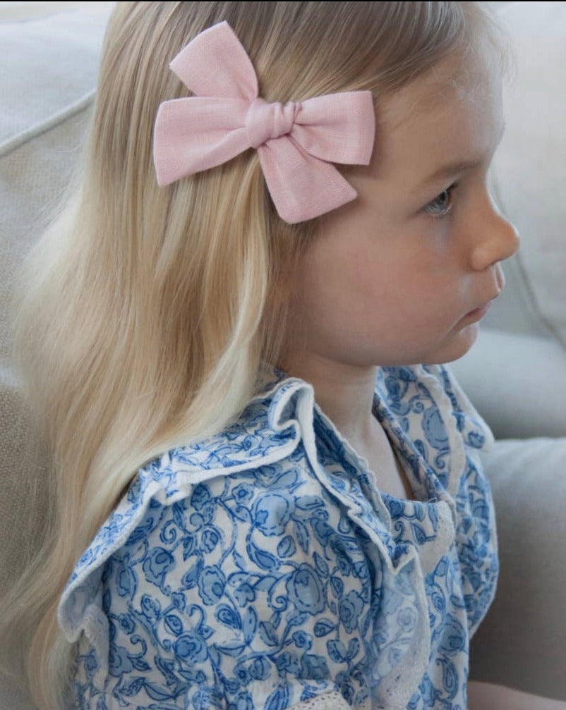 Ester Linen Bow - Pink