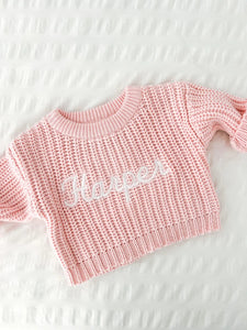 Personalised Chunky Sweater Baby Pink