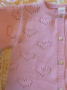 Rose Pink Heart Cardigan