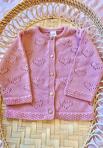 Rose Pink Heart Cardigan