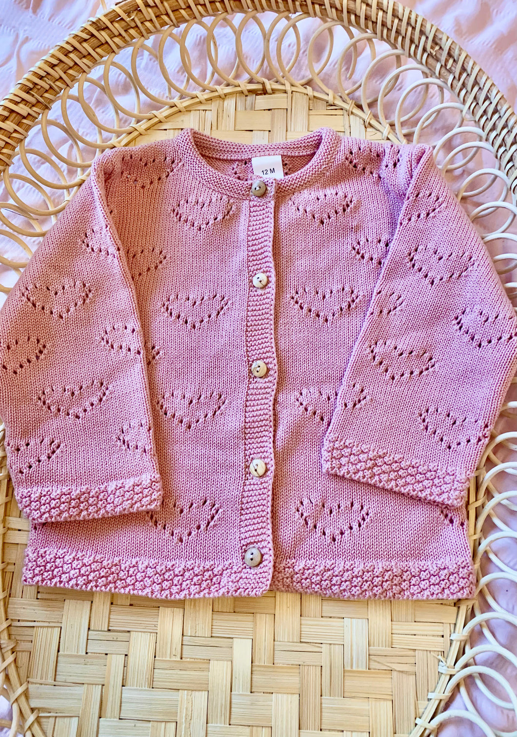 Rose Pink Heart Cardigan