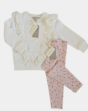 Load image into Gallery viewer, Sarah Colman - Broidery Frill Sweat &amp; Legging 2 PC set (Blush Pink OR Grey Marl)
