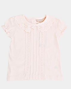 Sarah Colman - Embroidered collar T-shirt - Blush Pink