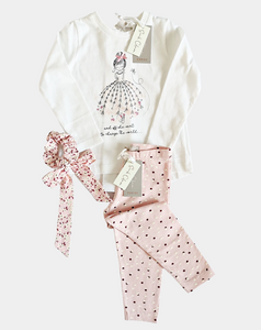 Sarah Colman - Dip Hem T-shirt & legging 2 PC Set ( Blush Pink OR Grey Marl Set)