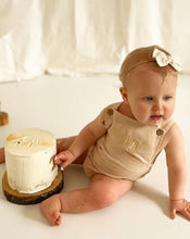 Load image into Gallery viewer, The Sonny - Beige and Gold 1st Birthday Romper
