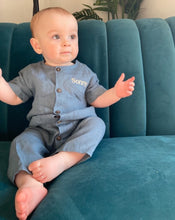 Load image into Gallery viewer, French Blue Boho Linen Romper
