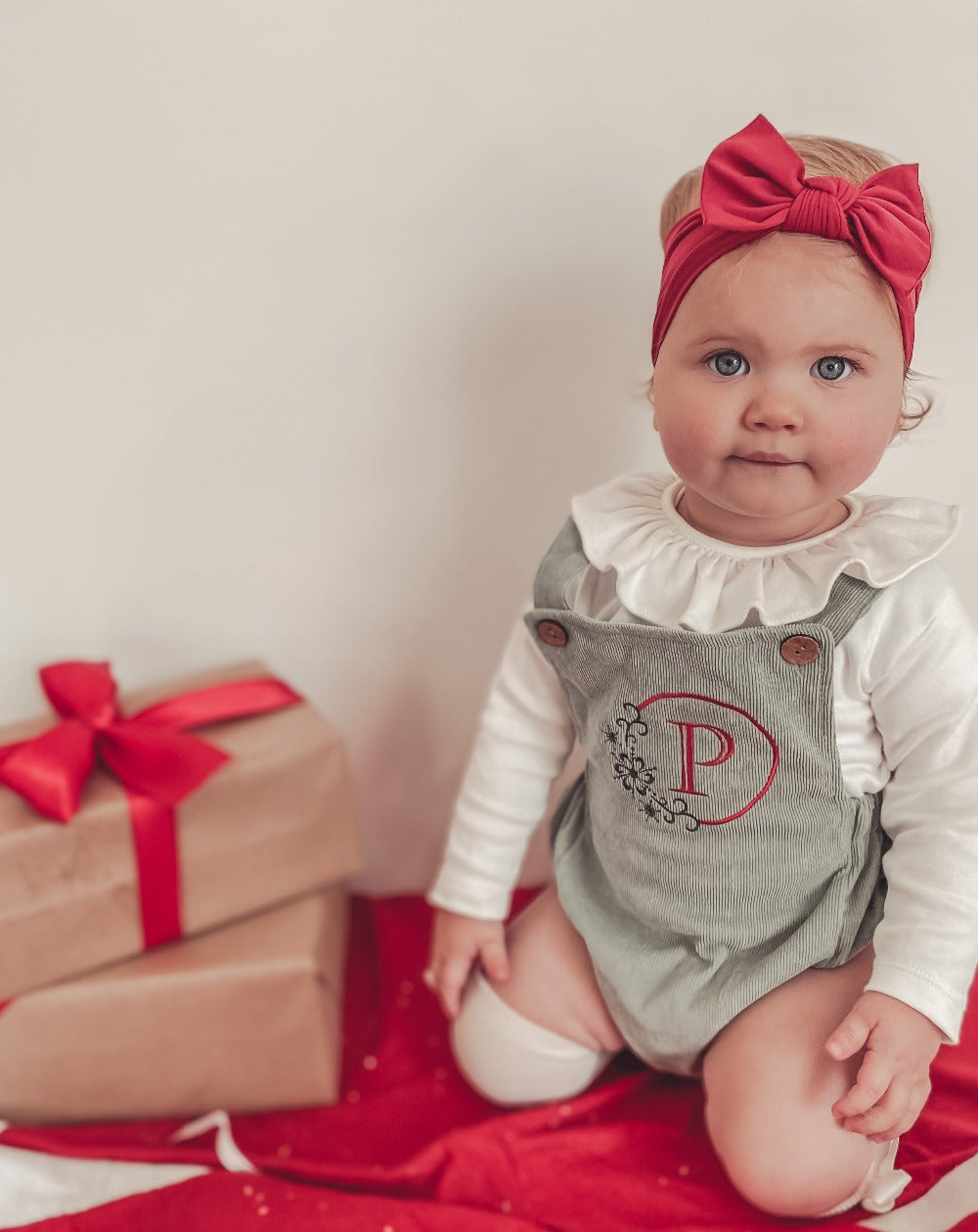 Snowflake Cord Romper Leg Dungarees