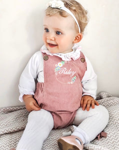 Dusky Pink Cord Romper Leg Dungarees