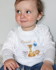 The Danny - Safari Embroidery 1st Birthday Bodysuit