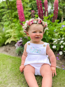 The Lily Mae - White  Birthday Dungaree Romper