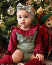 Load image into Gallery viewer, Green Holly Cord Romper Leg Dungarees

