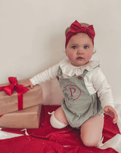 Snowflake Cord Romper Leg Dungarees