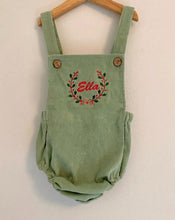 Load image into Gallery viewer, Green Holly Cord Romper Leg Dungarees
