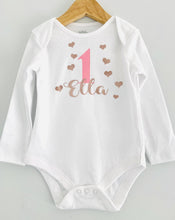 Load image into Gallery viewer, The Rose - Pink &amp; Rose Gold Birthday  (Bodysuit or Tee &amp; Long or Short Sleeve
