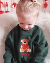Load image into Gallery viewer, Teddy Love Sweatshirt (embroidery design and choice of sweat colour)
