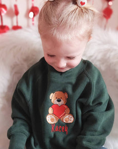 Teddy Love Sweatshirt (embroidery design and choice of sweat colour)