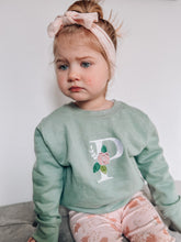 Load image into Gallery viewer, Spring Floral Initial (choice of pastel sweat colour)
