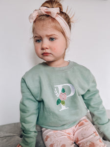Spring Floral Initial (choice of pastel sweat colour)