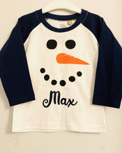 Load image into Gallery viewer, Navy top with personalised snowman
