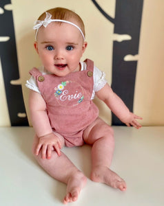 Dusky Pink Cord Romper Leg Dungarees