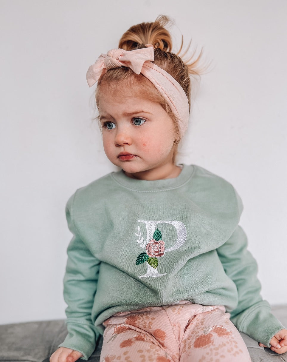 Spring Floral Initial (choice of pastel sweat colour)