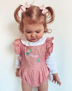The Paige - Flower Garland Frilly Dusky Pink Romper