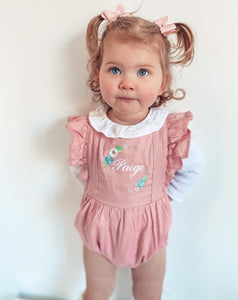 The Paige - Flower Garland Frilly Dusky Pink Romper