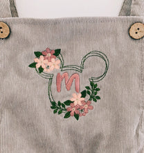 Load image into Gallery viewer, Floral Minnie Mouse Cord Romper Leg Dungarees
