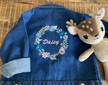 Load image into Gallery viewer, denim jacket back and soft toy deer 

