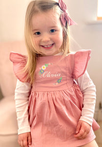 The Olivia - Flower Garland Frilly Dusky Pink Dress