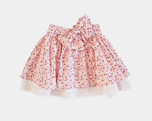 Sarah Colman -Broidery frill sweat & skirt set  2 PC SET (Cream & Pink)